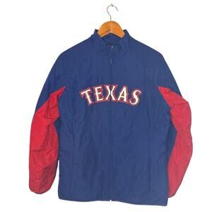 Majestic Texas Rangers Double Climate Jacket Royal Blue Puffer Jacket Size L